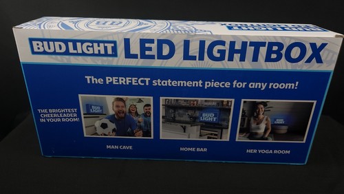 Man Cave Bud Light LED Lightbox 12" x 2.5" Micro USB Power Game Room Bar New - Picture 2 of 13