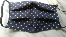 REVERSIBLE-Face mask, cloth handmade, washable-100 Cotton Navy Blue Stars
