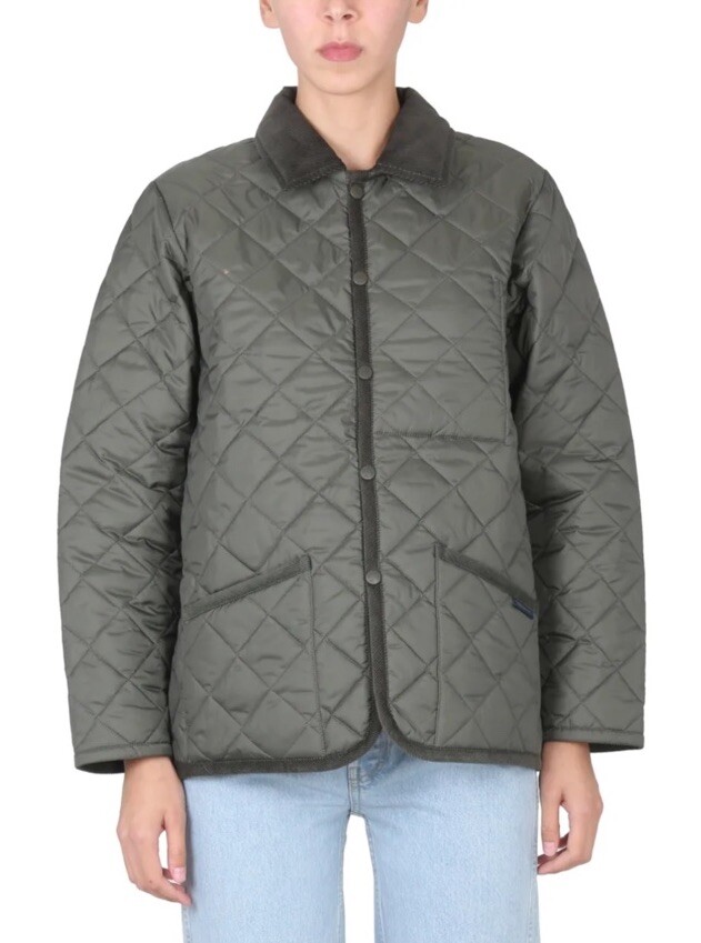 LAVENHAM green polyester raydon jacket Womens SZ S Quilted Snap equestrian