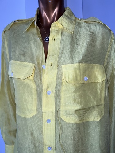 RALPH LAUREN POLO SILK YELLOW SHIRT, YELLOW SUMMER LONG SLEEVE LADIES SHIRT, S - Picture 6 of 11