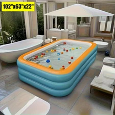 Large Family Inflatable Swimming Pool for Kids Adults Thickened 102" x 63" x 22"