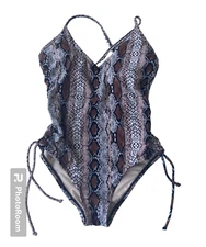Kona Sol Snake Print One-Piece Swimsuit Lined Padded Shelf Bra New Woman Small