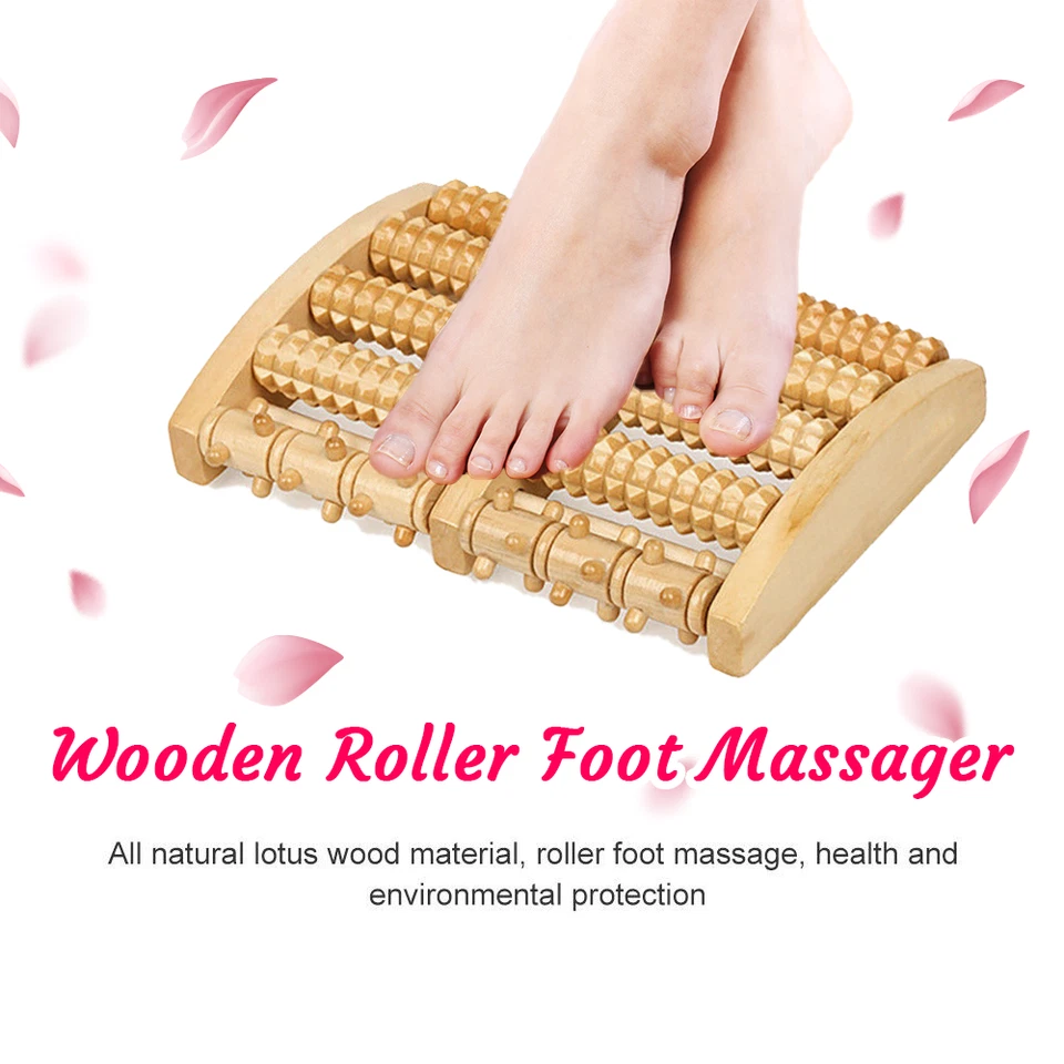 LARGE Wooden Foot Pain Massager 5 Roller Care Reflexology Relax Stress Relief AU - image 2 of 4