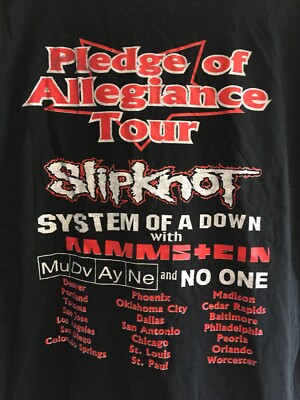 Original 2001 Slipknot Pledge Of Allegiance Tour Shirt XL In Great