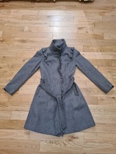 Womens Grey Oasis Frilly Coat Size Xs