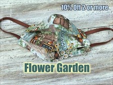 Face Mask nose wire quilted filter USA Reusable Womens Flower Garden 3Laye