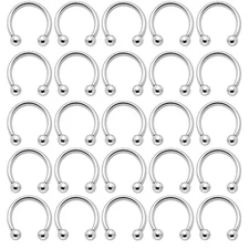 Wholesale lot of 25 PCS 14G 16G Circular Horseshoe Rings Jewelry Nose Piercings