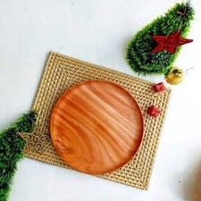 Food Wooden Platter Round Serving Tray Cheese Board Dishes Snack Plate