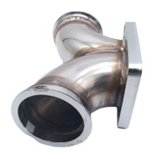 Car Turbo T4 Twin Scroll Flange To 3 76mm V-band Dual Inlet Ss Y Elbow Adapter
