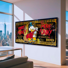Tela Pop Art Colorata Dagobert Duck Black Dollar - Decorazione Parete Moderna