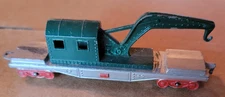 #1938 Tootsie Toy Crane Train Green Made in United States Green and Silver