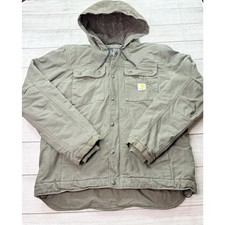 Carhartt Men s Washed Duck Sherpa-Lined Relaxed Fit Utility Jacket Moss Size S