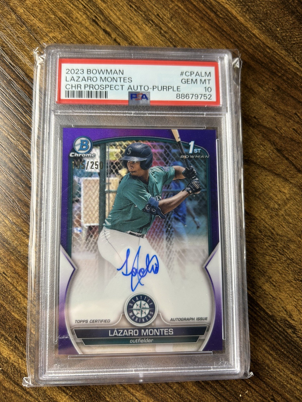 2023 1st Bowman Chrome Lazaro Montes Auto Purple Refractor PSA 10 GEM MT #/250