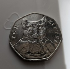 2017 Tom Kitten 50p Fifty Pence coin Beatrix Potter circulated good condition. 