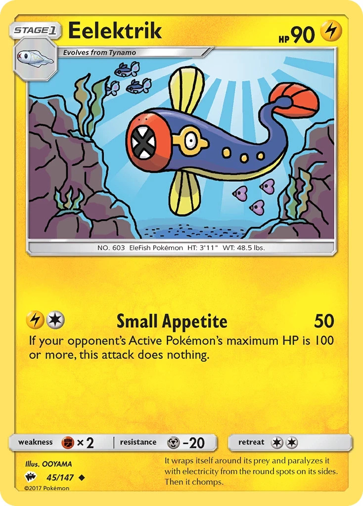 Pokemon EELEKTRIK Sun & Moon Burning Shadows 45/147 NM/Mint PACK FRESH