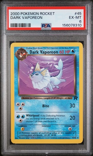 Dark Vaporeon (Unlimited) graded PSA 6 for sale on eBay