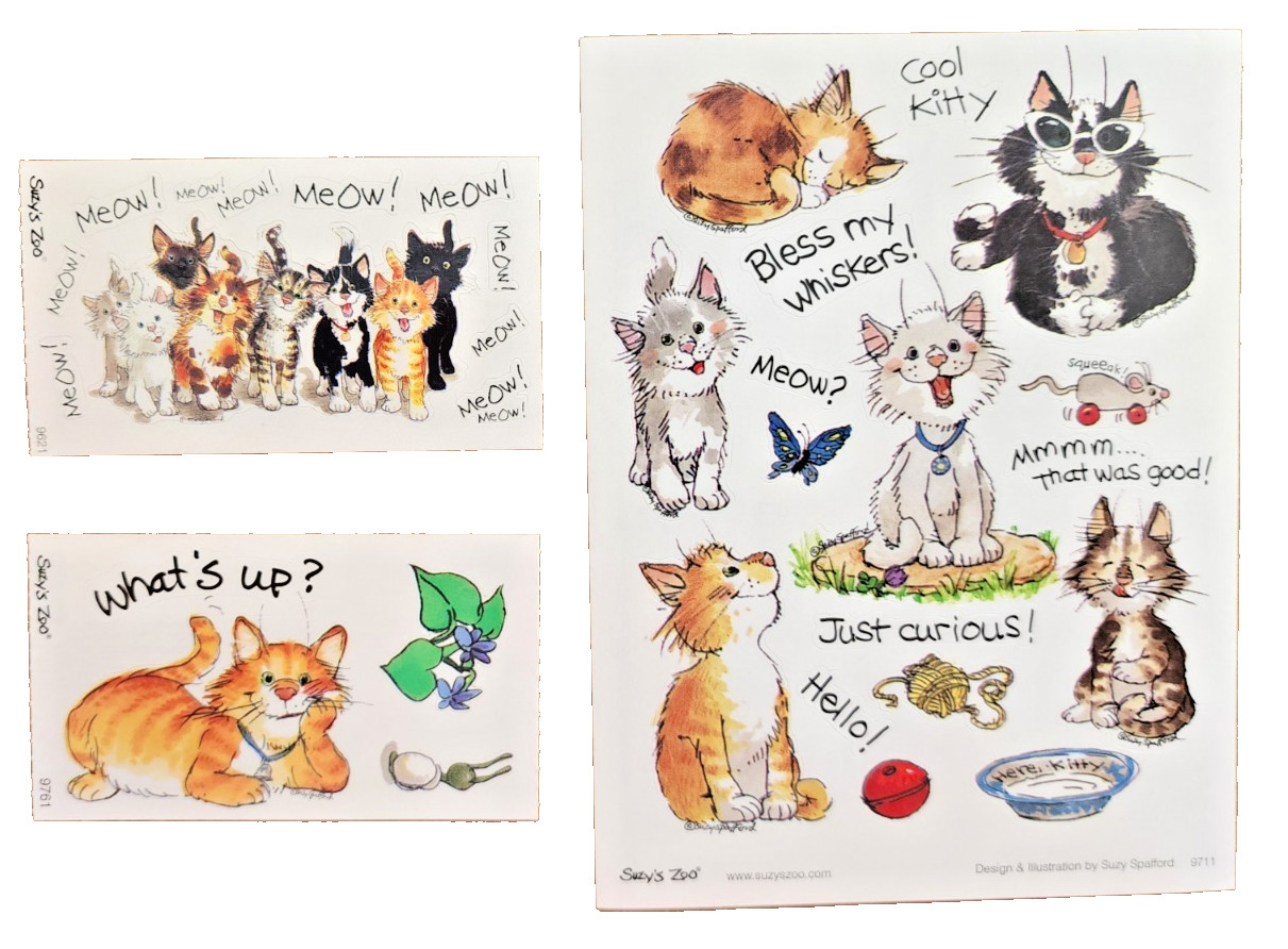 Vintage Suzy's Zoo Cats Cat Kittens Kitten Stickers - 3 sheets