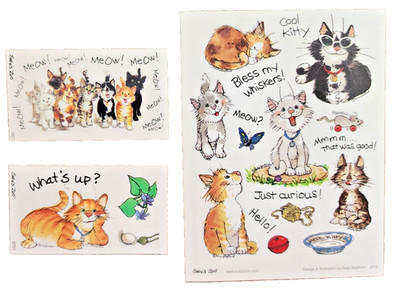 Vintage Suzy's Zoo Cats Cat Kittens Kitten Stickers - 3 sheets