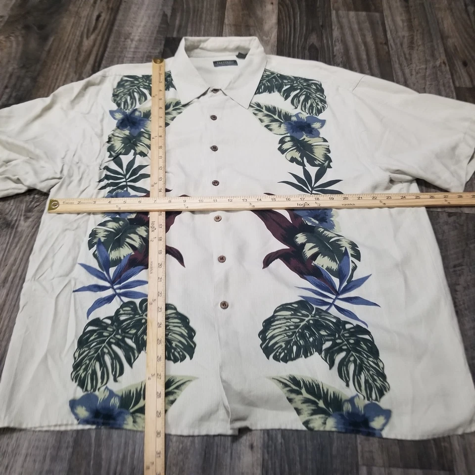 Van Heusen Mens Size XXL Floral Hawaiian Short Sleeve shirt Button Down Silk - Image 3 of 4