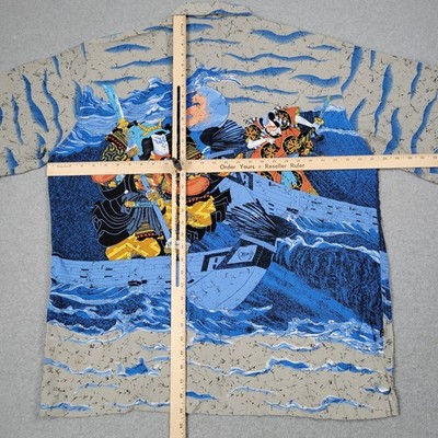 Vintage Phat Farm Shirt Men 2XL 90s Y2K AOP Japanese Samurai Hip