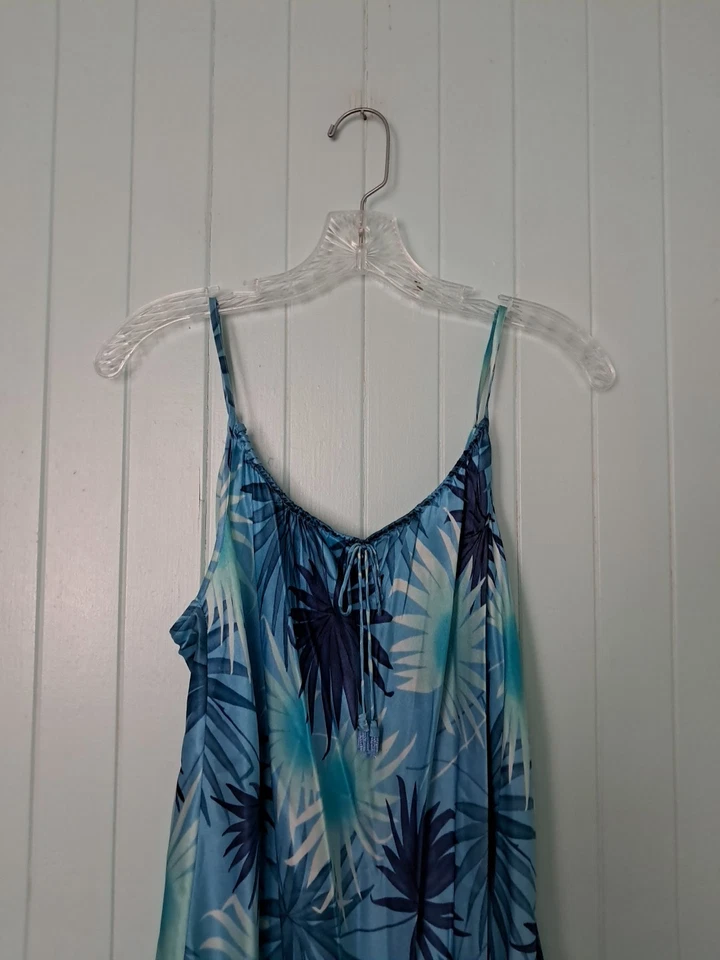 Camisón August Silk Intimates 100 % seda sin cordones talla L azul estampado tropical  Foto 2 de 4