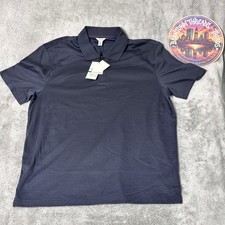 Calvin Klein Men's Lg. Liquid Touch Polo Golf Shirt Navy Blue Striped Luxury