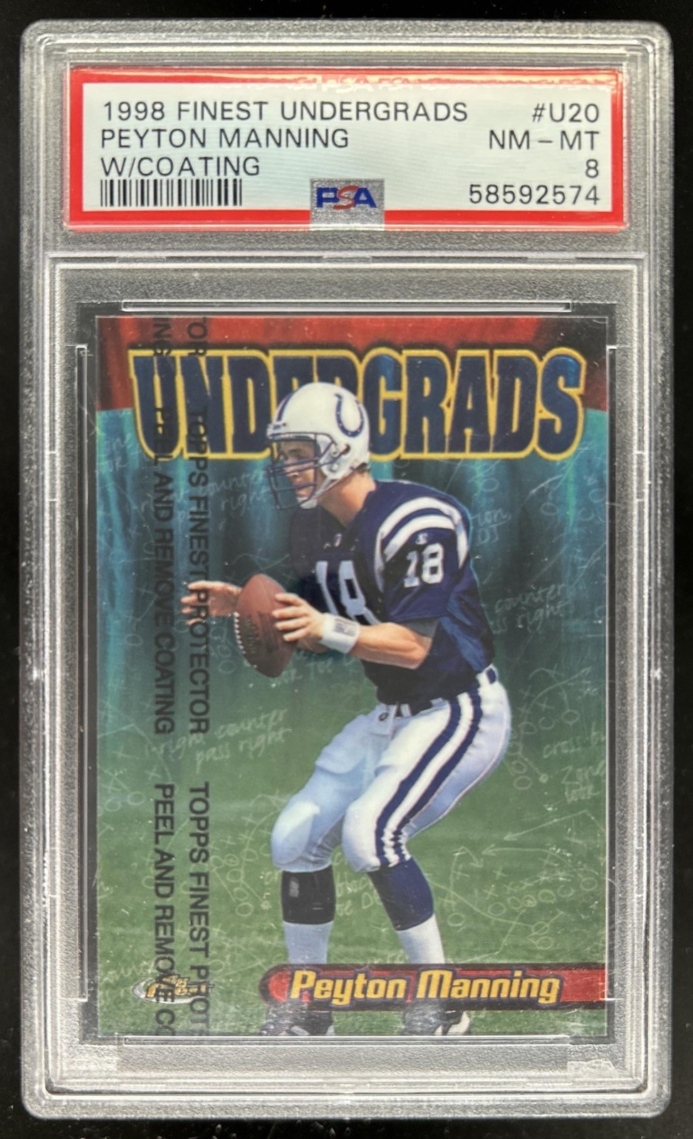 1998 Topps Finest Peyton Manning Undergrads Rookie RC #U20 Colts PSA 8
