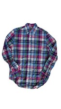 Gitman Bros Men’s Shirt Size S New Plaid Cotton Linen Blend Made In USA