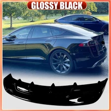 Fit For Tesla Model S Sedan 2016-20 Gloss Black Rear Bumper Diffuser Spoiler Lip