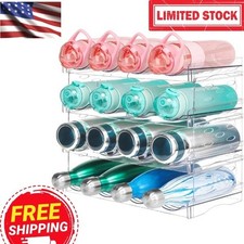 Stackable Water Bottle Organizer Rack 4 Tier Clear Storage Holder for Cabinet