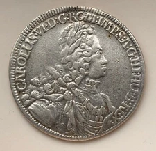 Habsburg 1 Thaler 1719 Hall Charles VI 1711 - 1740 Silver Her#338 Rare