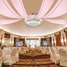 6 PCS Pink Ceiling Drapes Wedding Ceiling Draping Backdrop Curtains for Party US