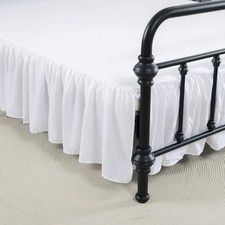 Queen Ruffled Bed Skirt with Split Corners, 14-Inch Drop, White