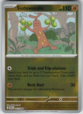 Sudowoodo 043/086 ME04: Chaos Rising Reverse Holo Near Mint GOTO MINORI