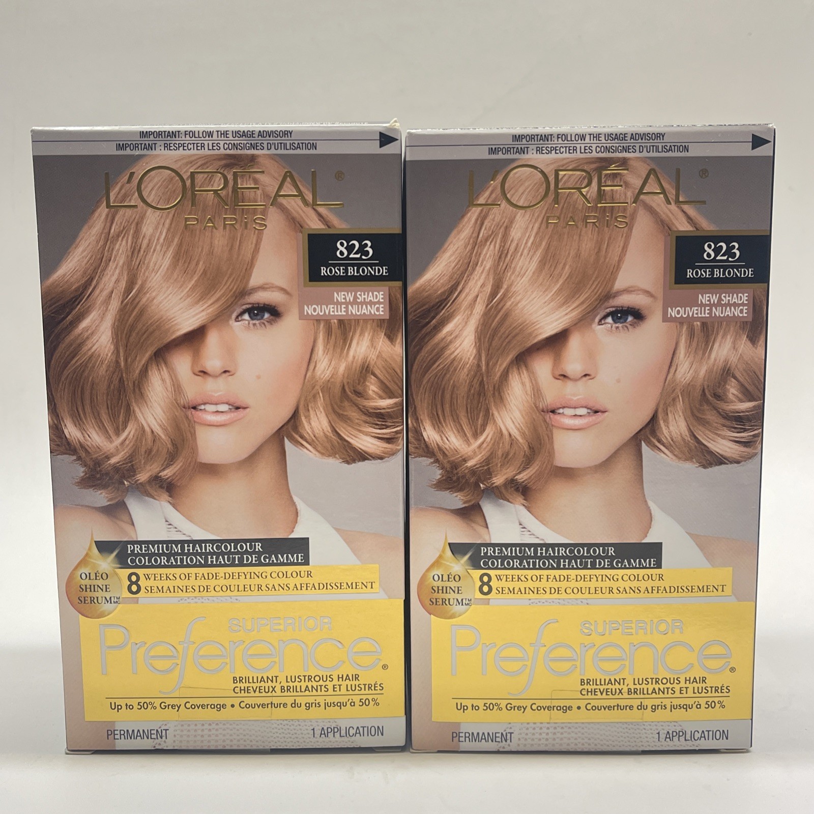 2Pack Loreal Superior Preference Permanent Hair Color 823 Medium Rose Blonde NEW