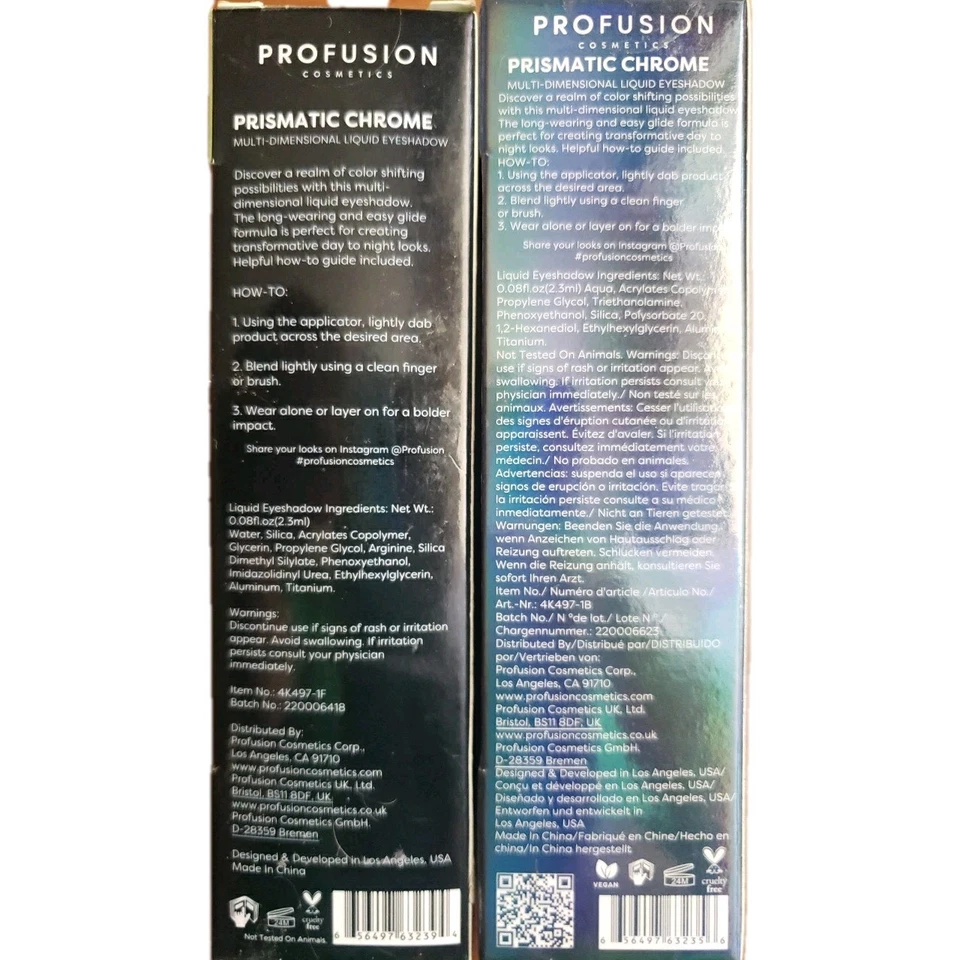 (2 PK) Sombra de ojos líquida multidimensional cromada prismática Profusion Foto 2 de 2