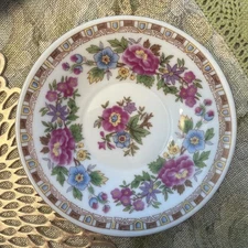 Vintage Demitasse Saucers Pink Floral Gold Trim Espresso Coffee Mini 4.5” Set/4