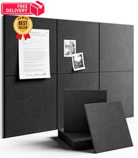 Fluxynara Large Felt Bulletin Board 36" x Solid Tile 6-Pack, Charcoal Gray