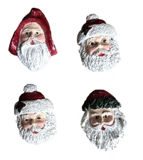 Vintage Christmas Button Covers Santa Button Covers Lot of 4