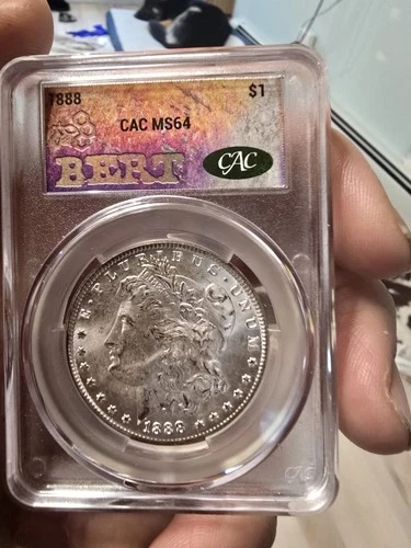 1888 Morgan Dollar CAC MS64 Silver $1 Coin 0.9 Fineness Certified Uncirculated