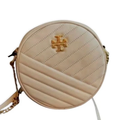 Tory Burch KIRA Circle Crossbody Bag Beige Leather Gold Logo Women's - Image 1 of 4