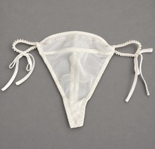 Vintage 90s VALERIE STEVENS Womens M Sheer Off-White String Thong Bikini Panties