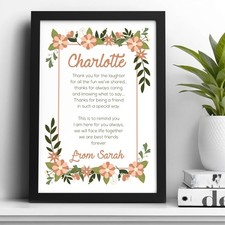 Personalised Best Friends Friendship Poem Birthday Gifts for BFF Her Presents