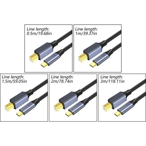 USB C Printer Cable Braided Type C Male to USB B TYPE B Male Cable Scanner Cord - Picture 8 of 13