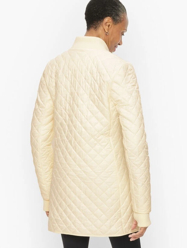 Chaqueta Larga Acolchada T By Talbots Mujer Grande Petite LP Crema Resistente al Agua  Foto 2 de 4