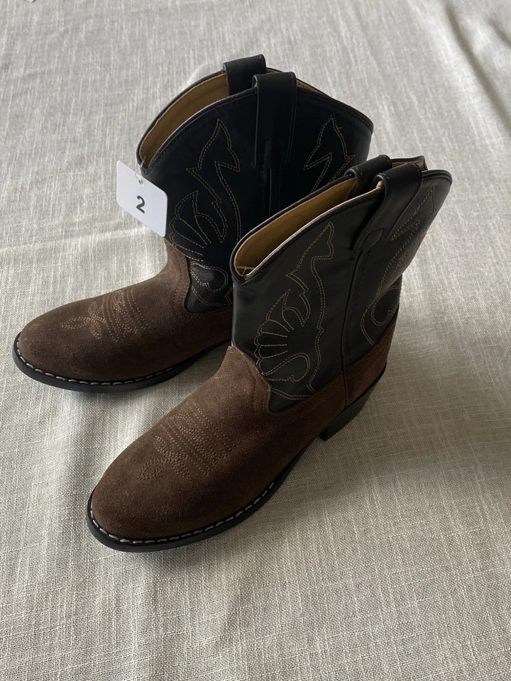 Botas Masterson Cowboy Infantil Tamanho 2 Couro Marrom Estilo Rb2003c Camurça Western Novas - Imagem 2 de 4