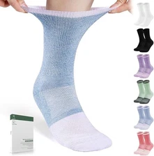 6 Pairs Diabetic Socks – Non-Binding Crew, Seamless Toe for Men/Women, Size 6–12