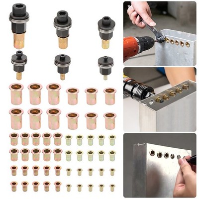58 PCS Manual Rivet Nut Gun Kit For M3- M10 Threaded Insert Tool  Automotive DIY