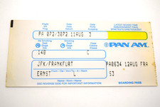Vintage Pan American World Airways (Pan Am) Boarding Pass JFK to Frankfurt