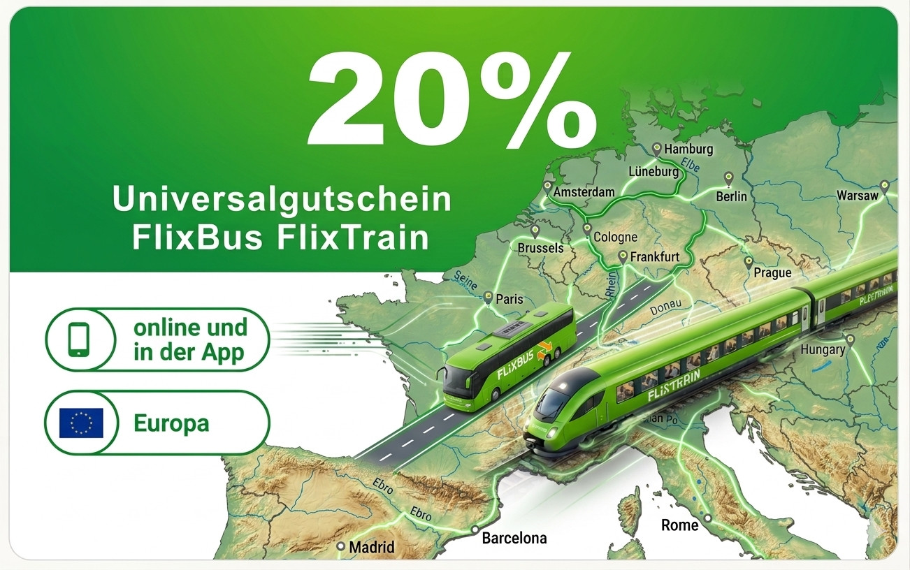 20% universal voucher FlixBus FlixTrain Europe Germany travel until 16.12.26